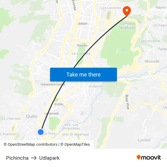 Pichincha to Udlapark map