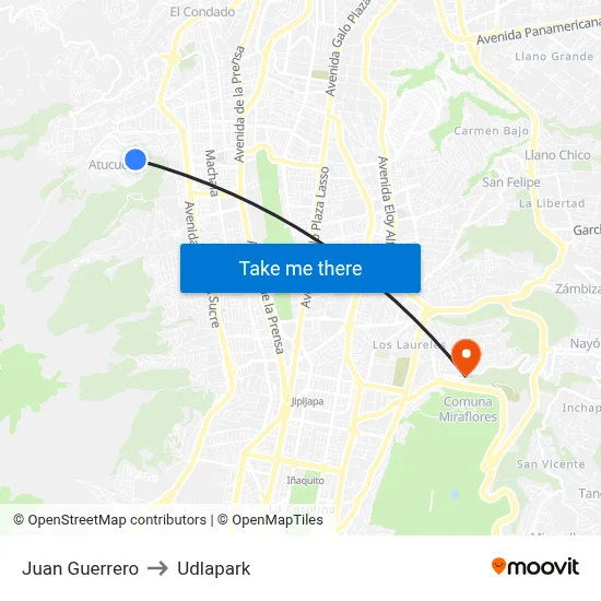 Juan Guerrero to Udlapark map