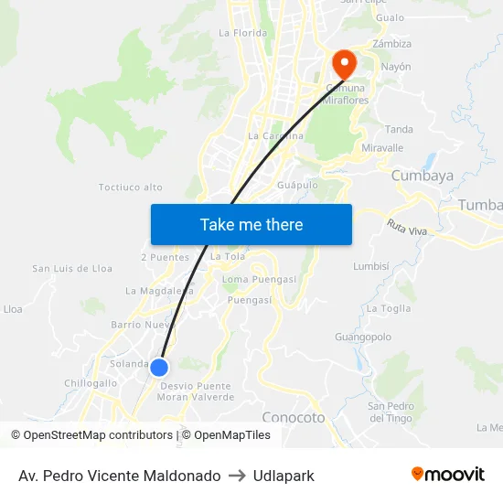 Av. Pedro Vicente Maldonado to Udlapark map