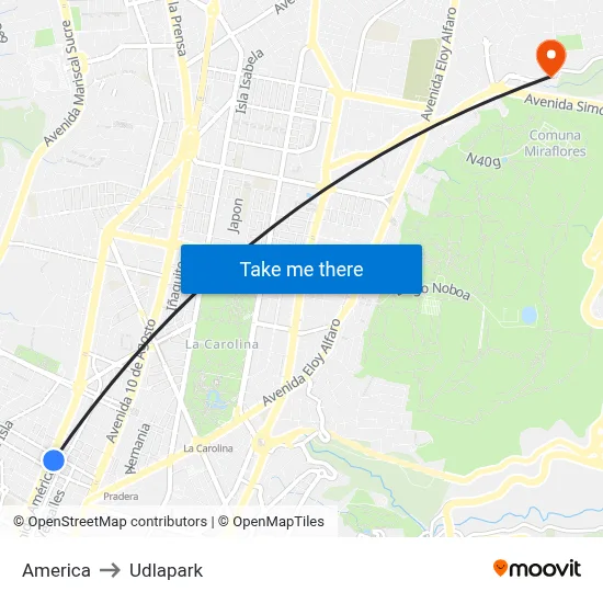America to Udlapark map