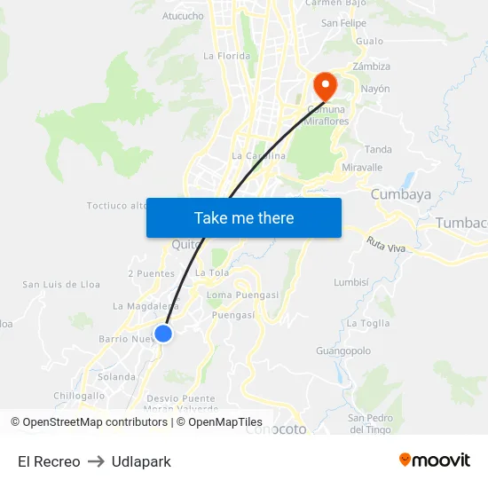 El Recreo to Udlapark map