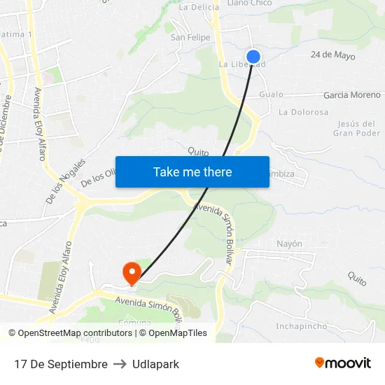 17 De Septiembre to Udlapark map