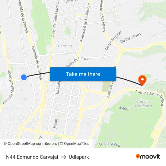 N44 Edmundo Carvajal to Udlapark map