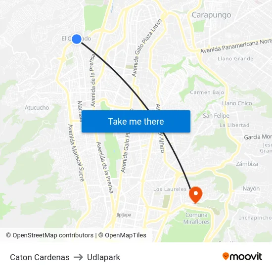 Caton Cardenas to Udlapark map