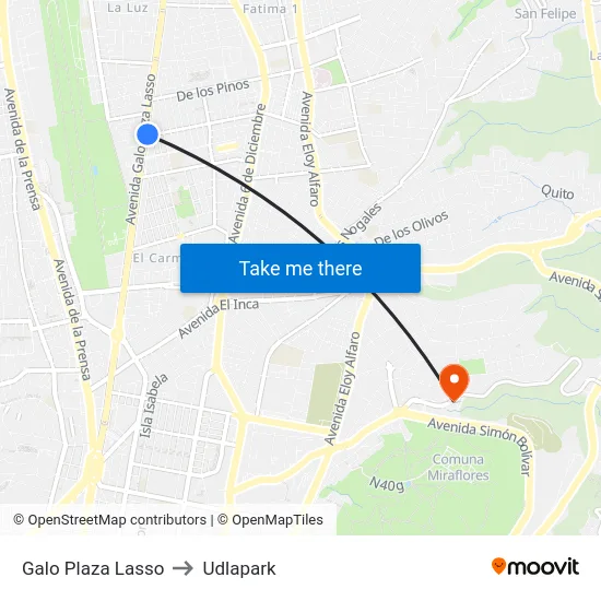 Galo Plaza Lasso to Udlapark map