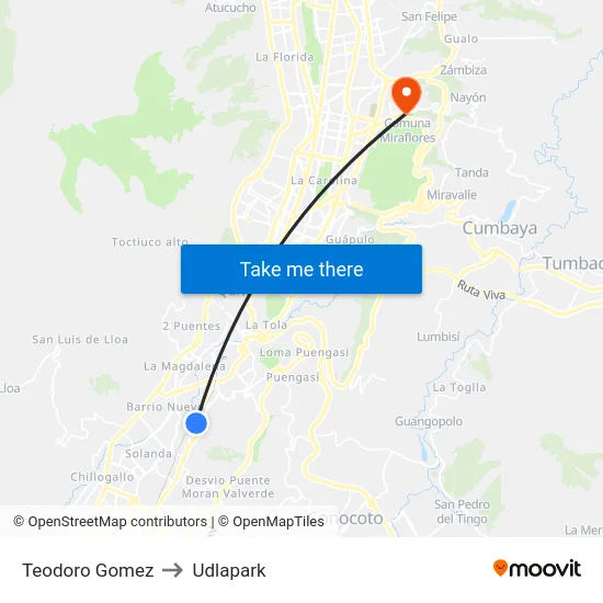 Teodoro Gomez to Udlapark map