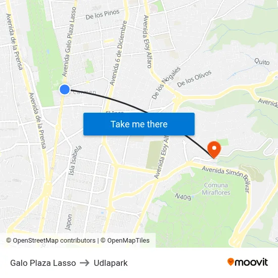 Galo Plaza Lasso to Udlapark map