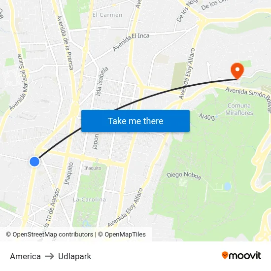 America to Udlapark map