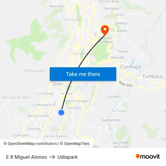 E 8 Miguel Alonso to Udlapark map