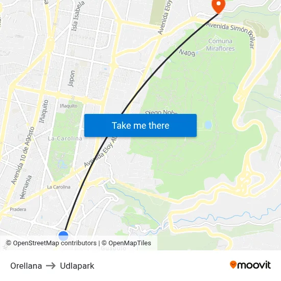 Orellana to Udlapark map