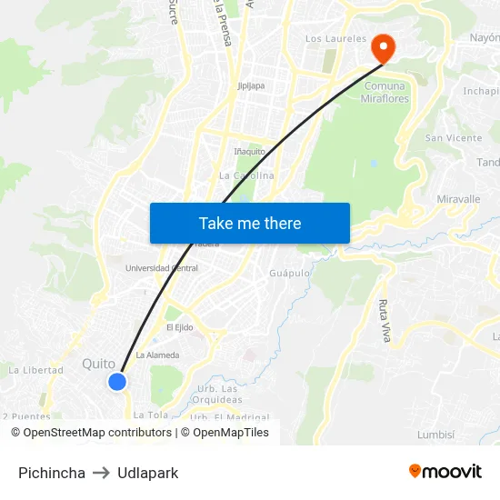 Pichincha to Udlapark map