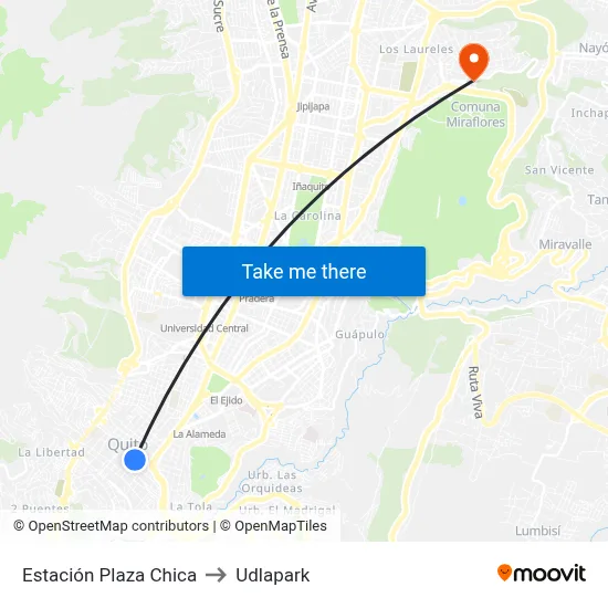 Estación Plaza Chica to Udlapark map