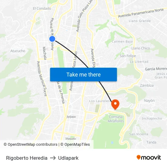 Rigoberto Heredia to Udlapark map