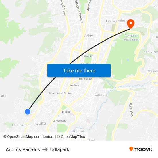 Andres Paredes to Udlapark map