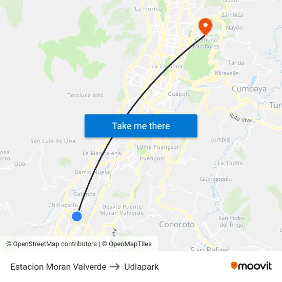 Estacion Moran Valverde to Udlapark map
