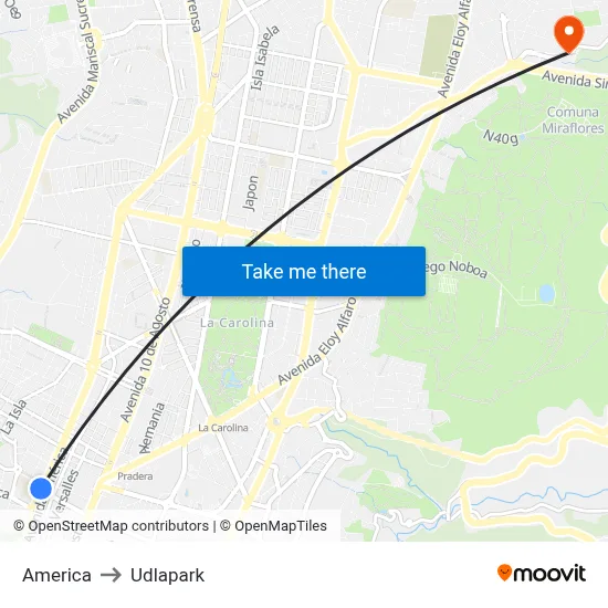 America to Udlapark map