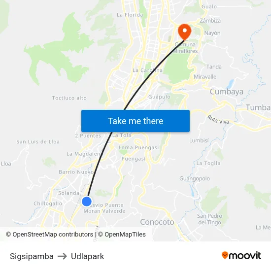 Sigsipamba to Udlapark map