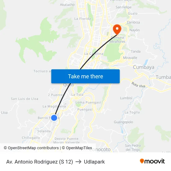 Av. Antonio Rodriguez  (S  12) to Udlapark map