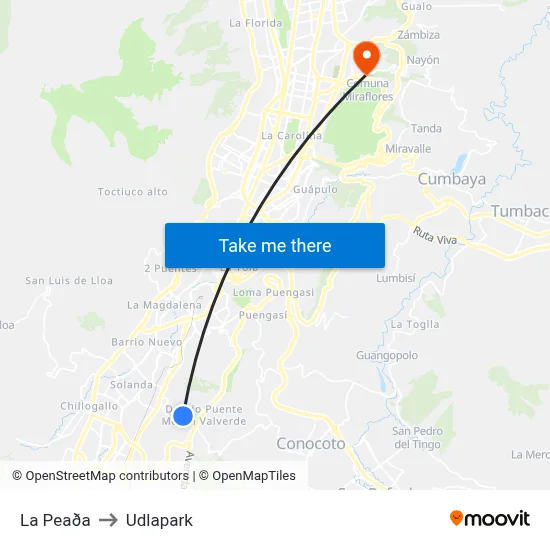 La Peaða to Udlapark map