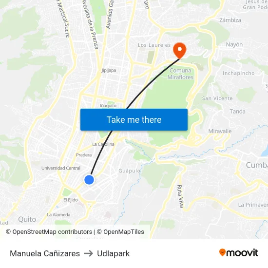 Manuela Cañizares to Udlapark map