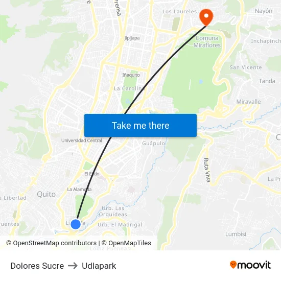 Dolores Sucre to Udlapark map
