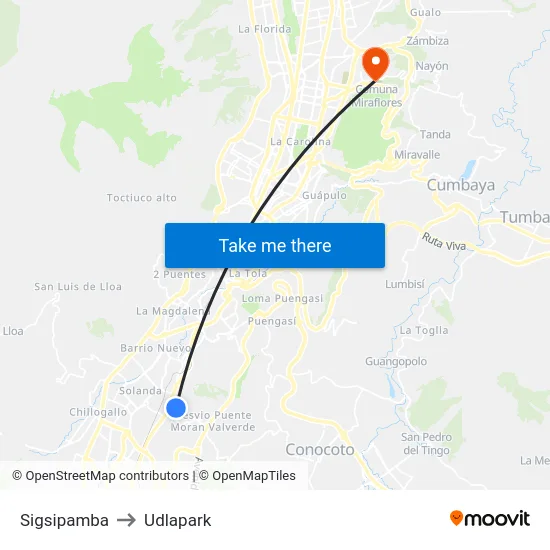 Sigsipamba to Udlapark map