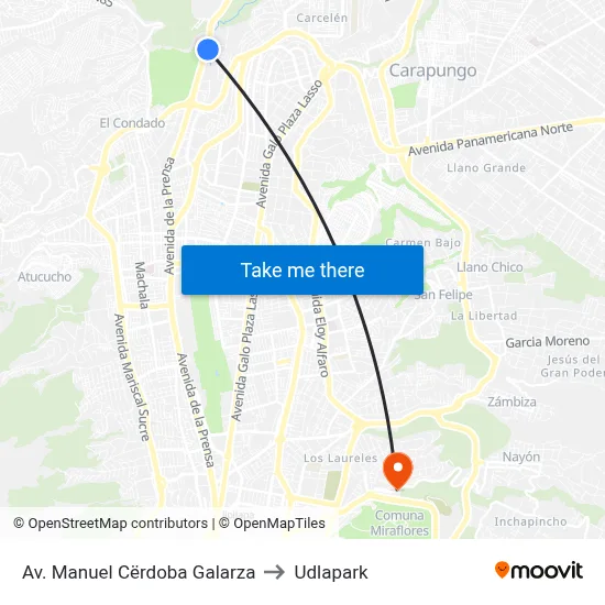 Av. Manuel Cërdoba Galarza to Udlapark map