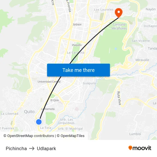 Pichincha to Udlapark map