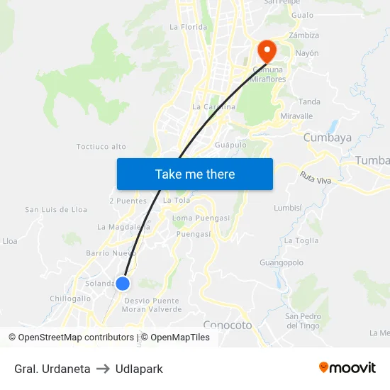 Gral. Urdaneta to Udlapark map