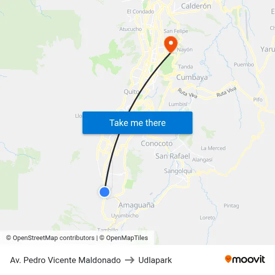 Av. Pedro Vicente Maldonado to Udlapark map