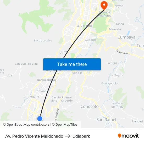 Av. Pedro Vicente Maldonado to Udlapark map