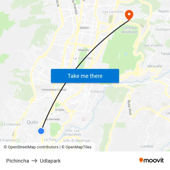 Pichincha to Udlapark map
