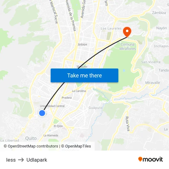 Iess to Udlapark map