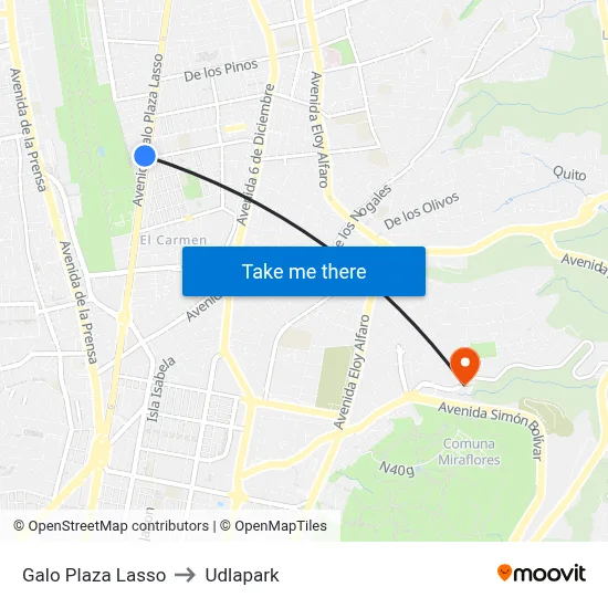 Galo Plaza Lasso to Udlapark map