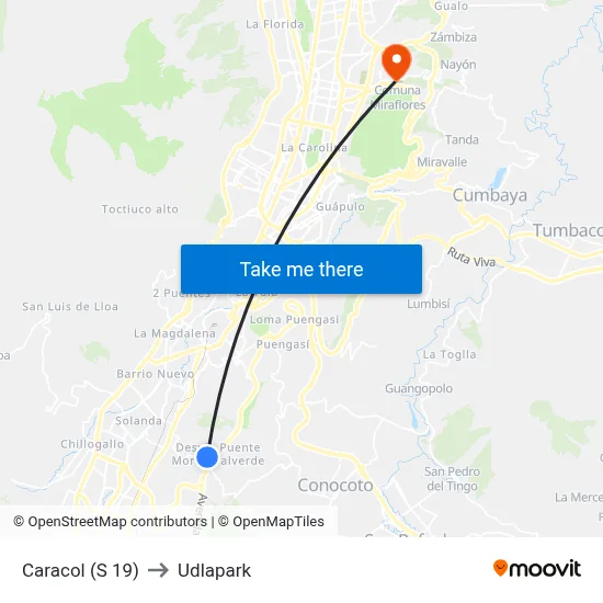 Caracol  (S 19) to Udlapark map