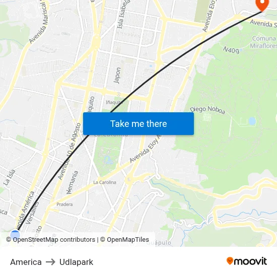 America to Udlapark map