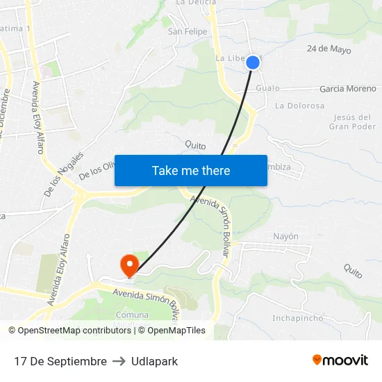 17 De Septiembre to Udlapark map