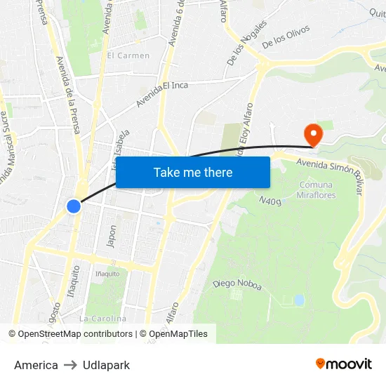 America to Udlapark map