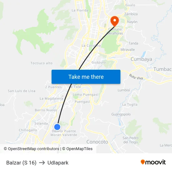 Balzar (S 16) to Udlapark map