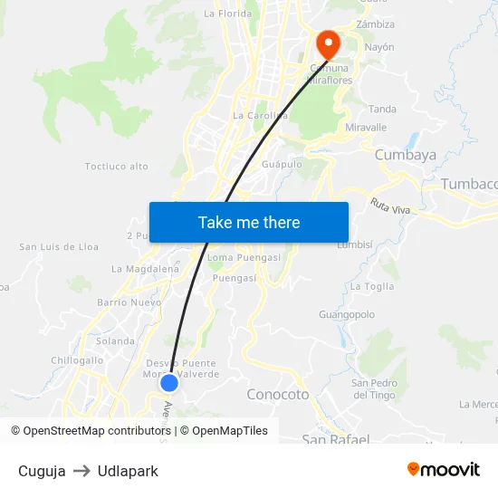 Cuguja to Udlapark map