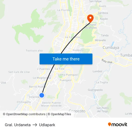 Gral. Urdaneta to Udlapark map