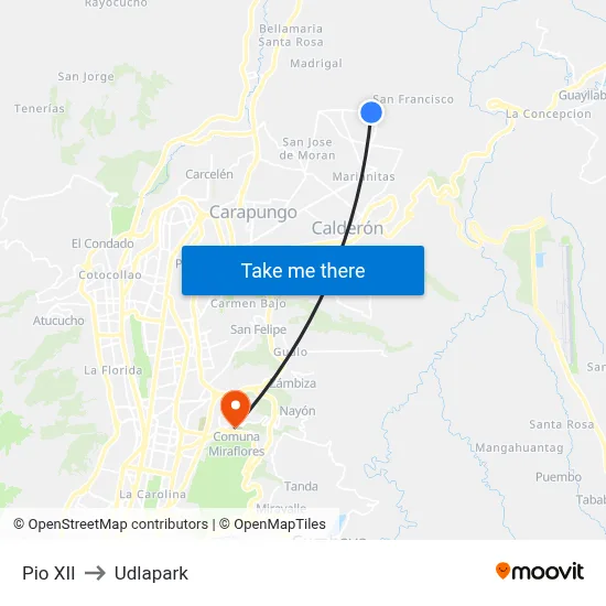 Pio XII to Udlapark map