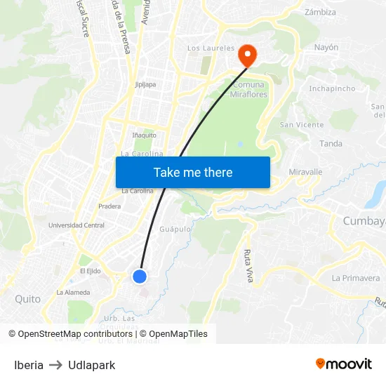 Iberia to Udlapark map