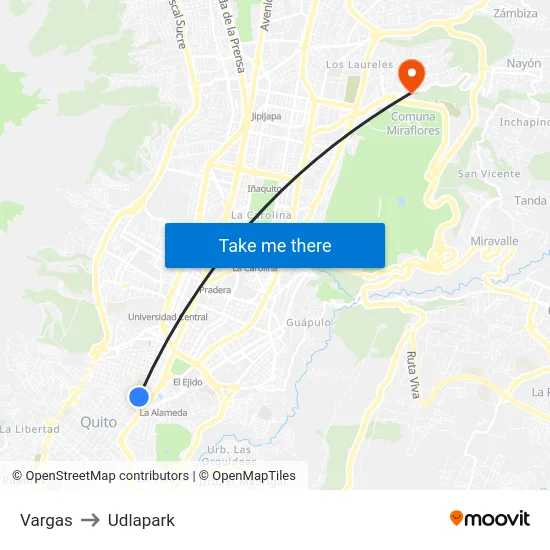 Vargas to Udlapark map