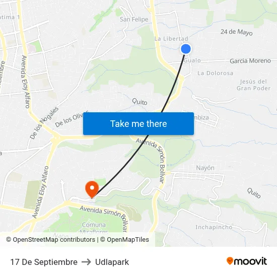 17 De Septiembre to Udlapark map