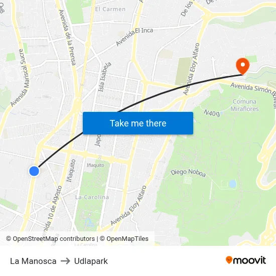 La Manosca to Udlapark map