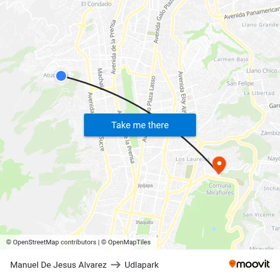 Manuel De Jesus Alvarez to Udlapark map