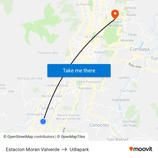 Estacion Moran Valverde to Udlapark map
