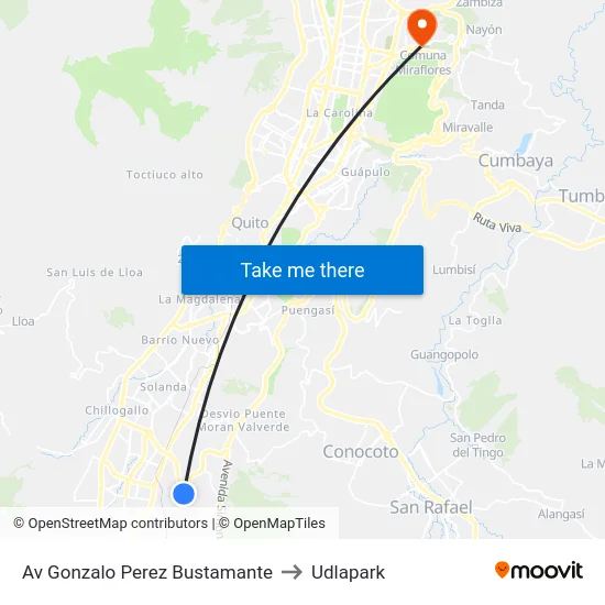 Av Gonzalo Perez Bustamante to Udlapark map