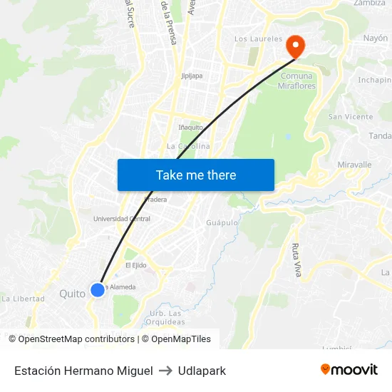 Estación Hermano Miguel to Udlapark map
